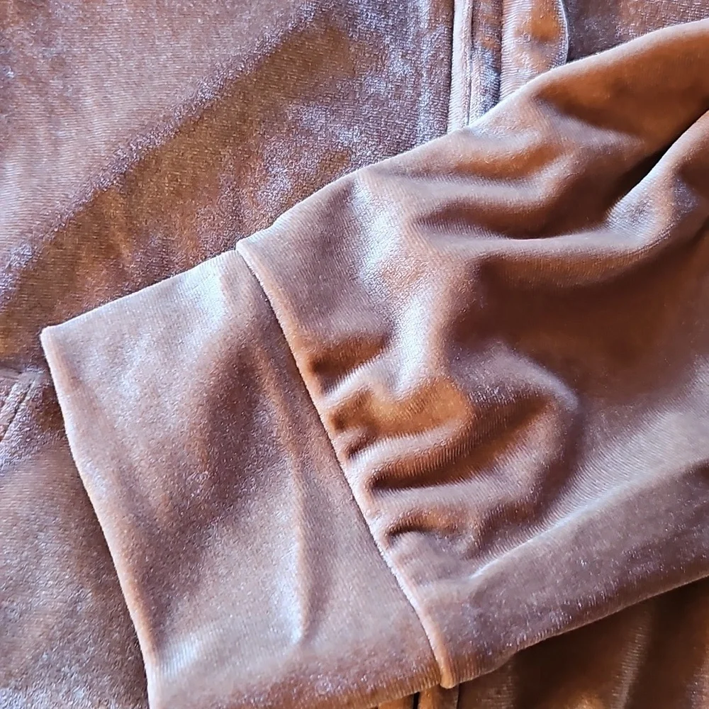 PINK Victoria's Secret Brown Cropped Velour Hoodie Size M - Picture 4 of 7